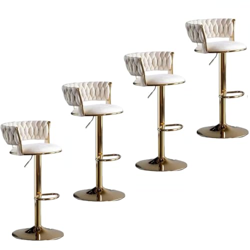 Barhocker-Set aus grünem Samt – verstellbares Drehdesign mit goldenen Beinen und gewebter Fußstütze, perfekt für Kücheninseln und Esszimmer, 6er-Set von Generisch