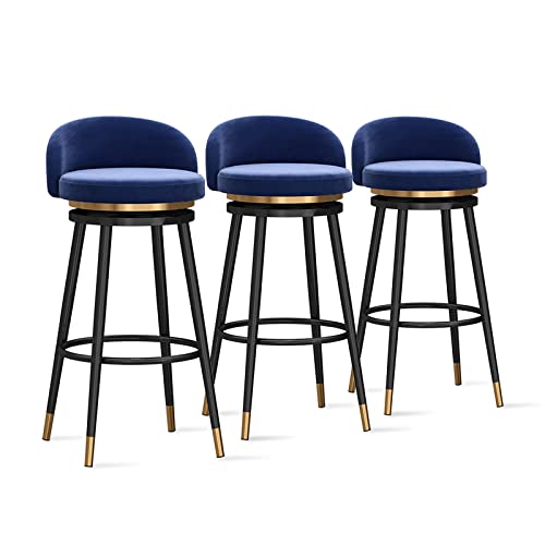 Barhocker Set mit Samt Polsterhocker Moderne Küchenhocker mit Rückenlehne 360° Drehbar Ideal für Frühstücksbar Kücheninsel und Restaurant 3er Set Barhocker Set mit Samt Polsterhocker Moderne Küchenhocker mit Rückenlehne 360° Drehbar Ideal für Frühstücksbar Kücheninsel und Restaurant 3er Set von Generisch