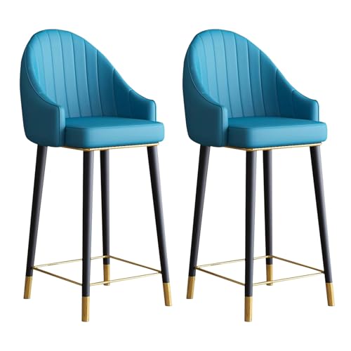 Barhocker Thekenhöhe 2er Set, 360° drehbarer PU-Lederstuhl mit Rückenlehne und Stahlbeinen, Fußstütze für Bar oder Kücheninsel Barhocker Thekenhöhe 2er Set, 360° drehbarer PU-Lederstuhl mit Rückenlehne und Stahlbeinen, Fußstütze für Bar oder Kücheninsel von Generisch