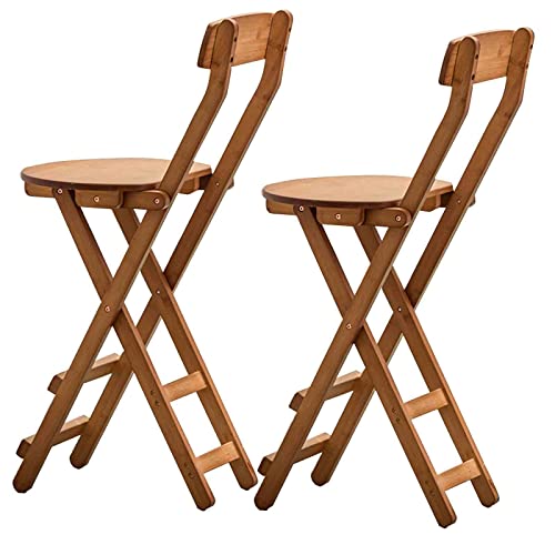 Barhocker aus Holz, 2er Set, hohe Klappstühle mit Rückenlehne und Fußstütze, platzsparendes Design, bis zu 150 kg belastbar von Generisch
