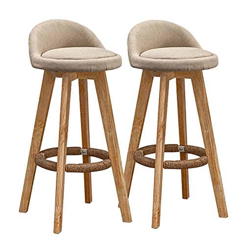 Barhocker aus Holz, 2er-Set, niedrige Rückenlehne, Barstühle mit Fußstütze für Küche, Pub und Kaffeehaus, Holzrahmen, Thekenhocker für Frühstücksbar von Generisch