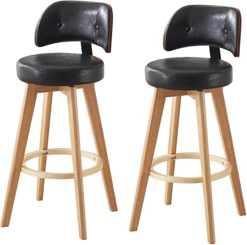 Barhocker aus Holz, drehbar, mit Rückenlehnen und Fußstütze, bequeme Thekenhöhe, für Kücheninsel und Essbereich, 2 Stück Barhocker aus Holz, drehbar, mit Rückenlehnen und Fußstütze, bequeme Thekenhöhe, für Kücheninsel und Essbereich, 2 Stück von Generisch