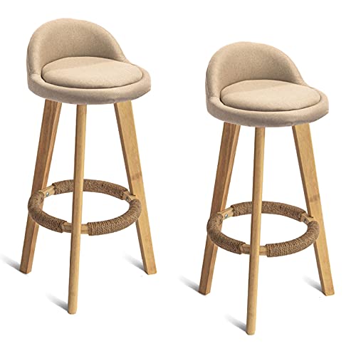 Barhocker aus Holz, niedrige Rückenlehne, Thekenhöhe, Küchenstuhl, Frühstücksstühle mit Leinenbezug, perfekt für Kücheninseln und Essbereiche, 2 Stück Barhocker aus Holz, niedrige Rückenlehne, Thekenhöhe, Küchenstuhl, Frühstücksstühle mit Leinenbezug, perfekt für Kücheninseln und Essbereiche, 2 Stück von Generisch