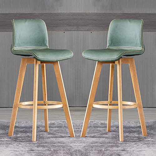 Barhocker aus Kunstleder, 2er-Set – verstellbare Drehtischhöhe Barhocker mit Holzbeinen für Kücheninsel, Frühstücksbar, Esszimmer von Generisch