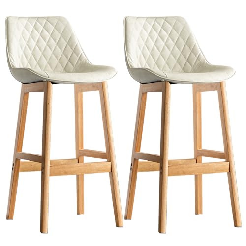 Barhocker aus Massivholz, 2er-Set, mit Kunstleder-Sitzfläche für Küchentheke, Höhe Bauernhaus-Stil, Polsterhocker für Thekeninsel von Generisch