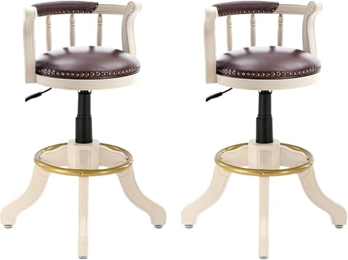 Barhocker aus Massivholz, höhenverstellbar, mit Rückenlehne, Rindsleder, PU-Polsterung, ideal für Zuhause oder Küche, Barmöbel von Generisch