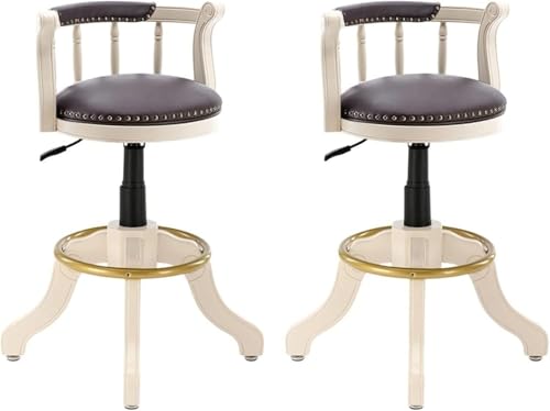 Barhocker aus Massivholz, höhenverstellbar, mit Rückenlehne, Rindsleder, PU-Polsterung, ideal für Zuhause oder Küche, Barmöbel von Generisch