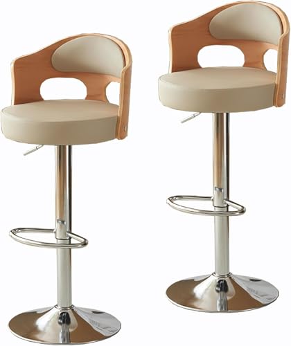 Barhocker aus Metall, Rückseite aus Massivholz, Sitz aus Rindsleder, drehbarer Hocker, Kücheninselhocker für Esszimmer, Wohnzimmer, Bar, Café, Terrasse, 2er-Set Barhocker aus Metall, Rückseite aus Massivholz, Sitz aus Rindsleder, drehbarer Hocker, Kücheninselhocker für Esszimmer, Wohnzimmer, Bar, Café, Terrasse, 2er-Set von Generisch