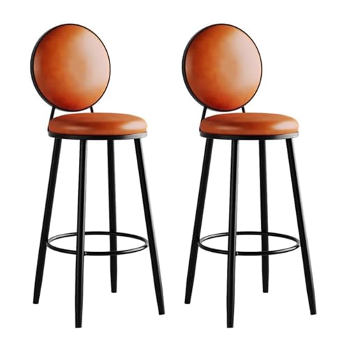 Barhocker aus PU-Leder, 2 Stück, Barhocker mit Rückenlehne, gepolsterte Stühle für Kücheninsel, Hochstühle für Bar von Generisch
