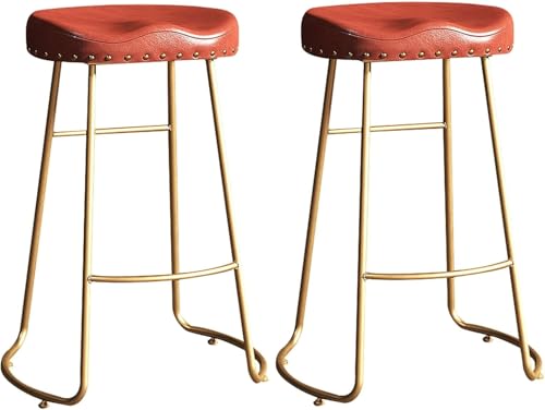 Barhocker aus PU-Leder, Thekenhöhe, Vintage-Barhocker mit Metallbeinen und Fußstütze, hoher Hocker für Küche, Pub, Café, Bar, Insel, Esszimmer Barhocker aus PU-Leder, Thekenhöhe, Vintage-Barhocker mit Metallbeinen und Fußstütze, hoher Hocker für Küche, Pub, Café, Bar, Insel, Esszimmer von Generisch