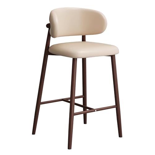 Barhocker aus PU-Leder mit Rückenlehne und Fußstütze für Kücheninsel, Theke, Kneipe, Esszimmer, Café von Generisch