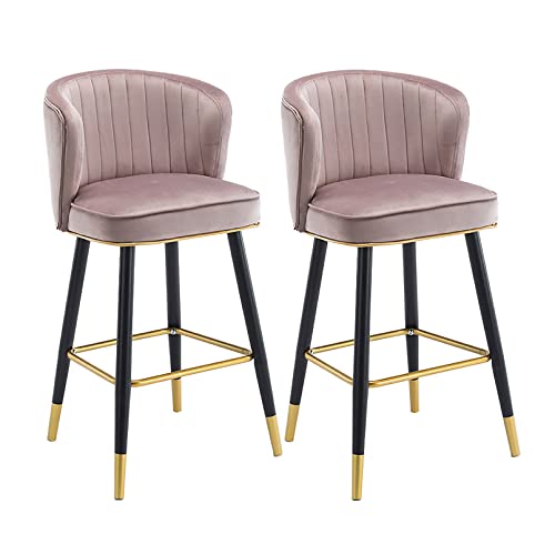 Barhocker aus Samt, 2er-Set, Hochstühle mit Metallbeinen, Fußstütze für Insel, leicht, 65 cm Höhe Barhocker aus Samt, 2er-Set, Hochstühle mit Metallbeinen, Fußstütze für Insel, leicht, 65 cm Höhe von Generisch