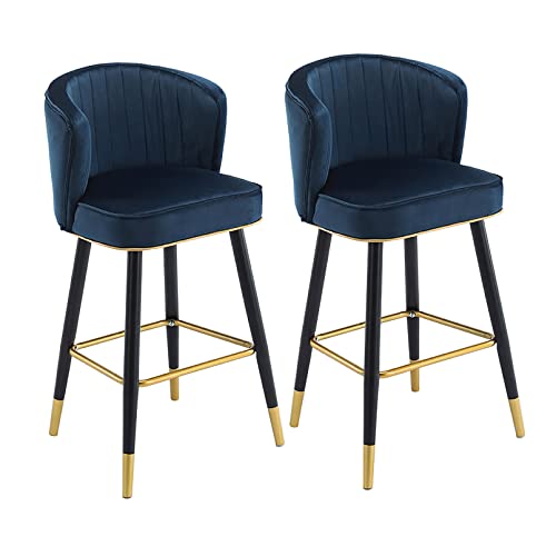 Barhocker aus Samt, 2er-Set, Küchenthekenstühle mit Metallbeinen und Fußstütze, hohe Hocker für Insel, Sitzhöhe 55/65 cm, Frühstücksstühle Barhocker aus Samt, 2er-Set, Küchenthekenstühle mit Metallbeinen und Fußstütze, hohe Hocker für Insel, Sitzhöhe 55/65 cm, Frühstücksstühle von Generisch