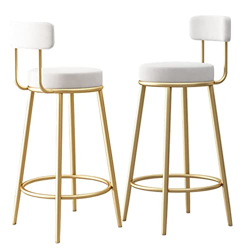 Barhocker aus Samt, 2er-Set, Stoffbezug mit Rückenlehne, goldfarbene Metallbeine für Küche, Frühstück, Thekenstühle Barhocker aus Samt, 2er-Set, Stoffbezug mit Rückenlehne, goldfarbene Metallbeine für Küche, Frühstück, Thekenstühle von Generisch