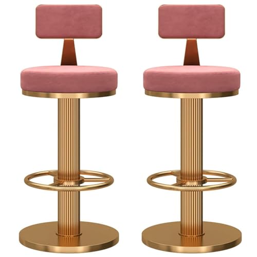 Barhocker aus Samt, drehbar, 2er-Set, mit verstellbarer Höhe und 250 kg Gewichtskapazität, bequeme Hochstühle für Kücheninsel oder Theke (Rosa) von Generisch