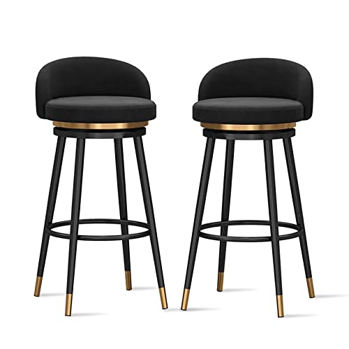 Barhocker aus Samt, gepolstert, 2er-Set, moderne Küchenstühle für Barhöhe, Frühstück, Bar, Theke, Hocker, Stühle mit Rückenlehne, ideal für Kücheninsel oder Restaurant von Generisch
