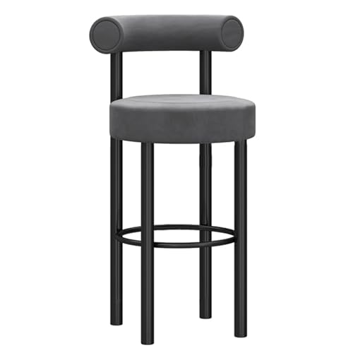 Barhocker aus Samt mit Sitzhöhe – stilvolle Barstühle mit Fußstütze für Küche, Insel, Kneipe, Frühstückstheke von Generisch