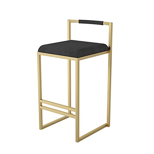 Barhocker aus Samt mit goldfarbenen Metallbeinen, hohe Rückenlehne, Kücheninsel, Bistro, Esszimmerstühle, 2er-Set von Generisch