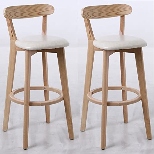 Barhocker aus massivem Holz, modernes Design, 2er-Set, mit Rückenlehnen und Fußstützen, ideal für Küche, Theke, Insel, Frühstück, Bar, Höhe Barstühle von Generisch