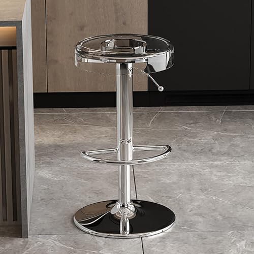 Barhocker aus transparentem Acryl, verstellbare Drehstühle für Küchentheke, stilvolle silberne Hebestange, moderne und funktionale Möbel für Hausbar und Essbereich von Generisch