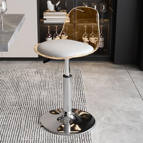 Generisch Barhocker aus transparentem Acryl – höhenverstellbarer Drehstuhl mit PU-Leder gepolstert, stilvolles und komfortables Design für die Kücheninsel von Generisch