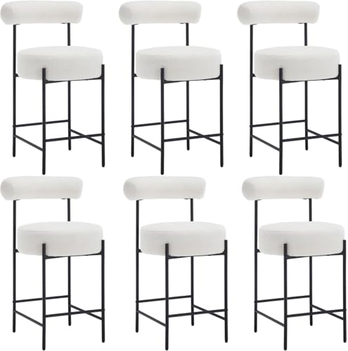 Barhocker gepolstert mit Rückenlehne, 4er Set, stabiles Gestell für Kücheninsel oder Café, schwarzes PU-Leder-Design von Generisch
