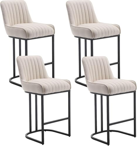Barhocker gepolstert mit Rückenlehne, 4er Set, stabiles Gestell für Kücheninsel oder Café, schwarzes PU-Leder-Design Barhocker gepolstert mit Rückenlehne, 4er Set, stabiles Gestell für Kücheninsel oder Café, schwarzes PU-Leder-Design von Generisch
