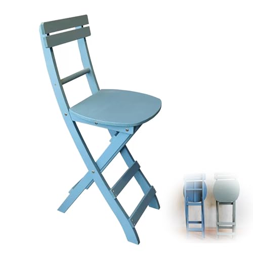 Barhocker klappbar mit Rückenlehne - Moderner Hochstuhl aus Holz für Küche, Frühstücksbar & Balkon - Tragbarer Faltbarer Thekenhocker für Esszimmer & Outdoor von Generisch