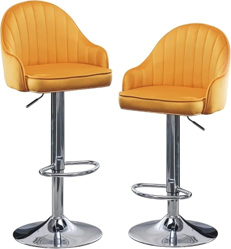 Barhocker mit Drehgelenk, 2er-Set, Vintage-Samt, Kücheninselhocker mit Metallsockel, komfortables höhenverstellbares Design für Esszimmer und Hausbar Barhocker mit Drehgelenk, 2er-Set, Vintage-Samt, Kücheninselhocker mit Metallsockel, komfortables höhenverstellbares Design für Esszimmer und Hausbar von Generisch