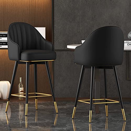 Barhocker mit Drehgelenk, Premium-PU-Leder-Polsterung, getuftetes Rückendesign, bequeme Küchenhocker für Theke, Esszimmer, 2 Stück von Generisch