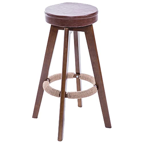 Barhocker mit Rückenlehne, PU-Leder, gepolsterte Esszimmerhocker, Holzbeine und Fußstütze, hohe Tragfähigkeit für Küchentheke von Generisch