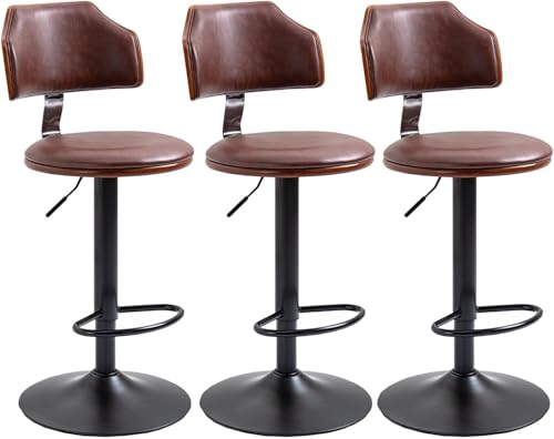 Barhocker mit Rückenlehne, höhenverstellbar 58-78 cm, 4-teiliges Set mit 360° Drehung, gepolsterter Sitz, vielseitig einsetzbar von Generisch