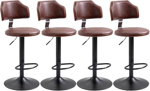 Barhocker mit Rückenlehne, höhenverstellbar 58-78 cm, 4-teiliges Set mit 360° Drehung, gepolsterter Sitz, vielseitig einsetzbar Barhocker mit Rückenlehne, höhenverstellbar 58-78 cm, 4-teiliges Set mit 360° Drehung, gepolsterter Sitz, vielseitig einsetzbar von Generisch