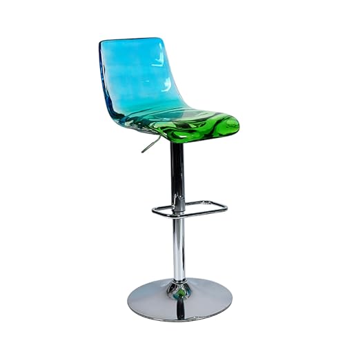 Barhocker mit Rückenlehne, verstellbar, drehbar, transparentes Kunstharz-Design für Küche, Esszimmer, Kneipe und Café von Generisch