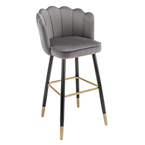 Barhocker mit Rückenlehne aus Samt in Thekenhöhe – gepolsterte Inselstühle für Küche, Esszimmer, Pub oder Café von Generisch