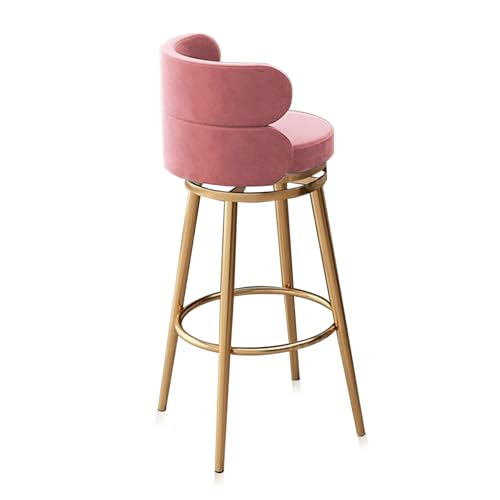 Barhocker mit Rückenlehne – gepolsterter Hocker mit Thekenhöhe – Metallfuß & Fußstütze ideal für Küche & Esszimmer – erhältlich in Pink Set von 1/2/3/4 von Generisch