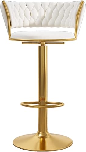 Barhocker mit Rückenlehne und Samtsitz, gepolsterte Stühle mit Fußstütze für Küche und Frühstücksbars von Generisch