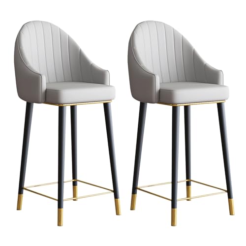 Barhocker mit Thekenhöhe, 2er-Set, 360° drehbar, PU-Leder, Stühle mit Rückenlehne, Stahlbeine und Fußstütze für Kücheninsel oder Bar Barhocker mit Thekenhöhe, 2er-Set, 360° drehbar, PU-Leder, Stühle mit Rückenlehne, Stahlbeine und Fußstütze für Kücheninsel oder Bar von Generisch