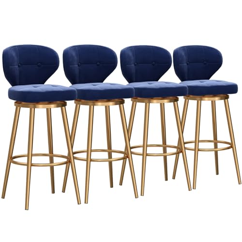 Barhocker mit Thekenhöhe, moderne Barhocker mit Rückenlehne, 360° drehbar, 2er-Set, Metallrahmen und Fußstütze für Kücheninsel, Café, Pub, Bartheke, Grün, 75 cm von Generisch