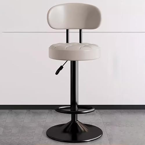Barhocker mit hoher Rückenlehne, gepolsterte Kücheninselstühle mit Fußstütze, verstellbarer Drehstuhl für Esszimmer, cremefarben, stilvolles und komfortables Design von Generisch