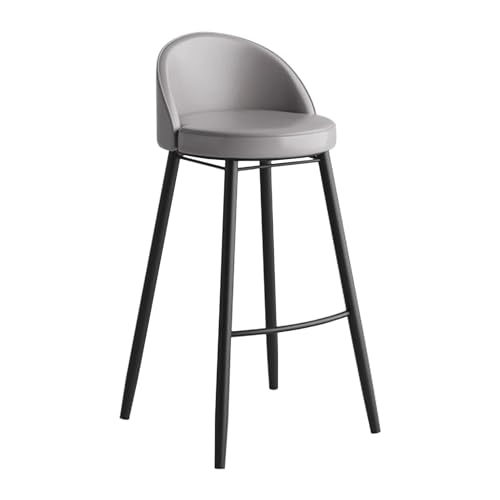 Barhocker mit niedriger Rückenlehne für Kücheninsel, Kunstledersitz, schwarze Metallbeine, braun, stilvolle und bequeme Sitzgelegenheit, 1 Stück von Generisch