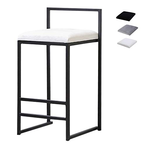 Barhocker mit weichem Sitz, Metallrahmen, hohe Rückenlehne und Fußstütze, Küchenthekenstühle für Frühstück, modernes Design, 42 x 39 x 90 cm, schwarzes Finish von Generisch