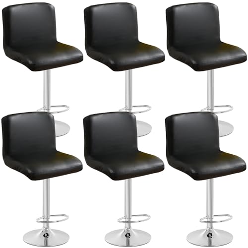 Barhockerbezug aus Leder, 2er Set, robuster Kunstlederstuhlbezug mit Rückenlehne und elastischer Unterseite, waschbar, für Drehstuhl, Esszimmerstuhl, Weiß von Generisch