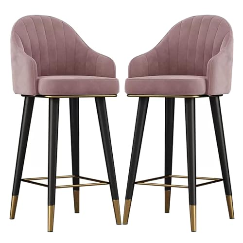 Barstühle 2er Set Samt Thekenhöhe Hocker mit gebogener Rückenlehne, Fußstütze & Anti-Rutsch-Pads für Zuhause, Kneipe, Küche, Esszimmer von Generisch