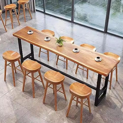 Bartisch aus Massivholz – Rechteckiger Kneipentisch mit Fußstütze, rustikales Live-Edge-Design für hohe Thekenhöhe, ideal für Hausbar und Essbereich von Generisch
