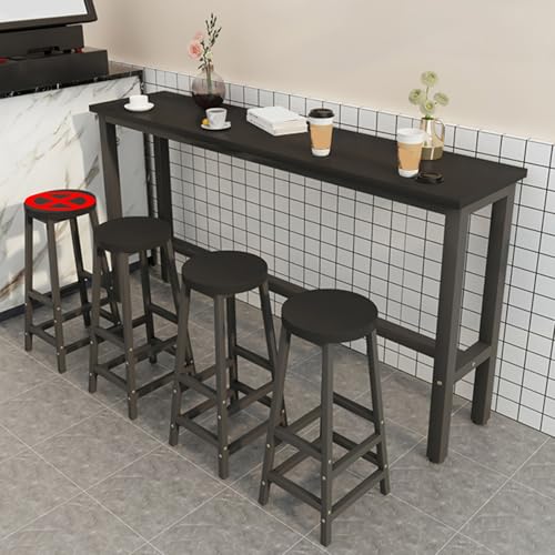 Bartisch und Stühle Set – Rechteckiger Stehtisch aus Holz mit Hockern von Generisch