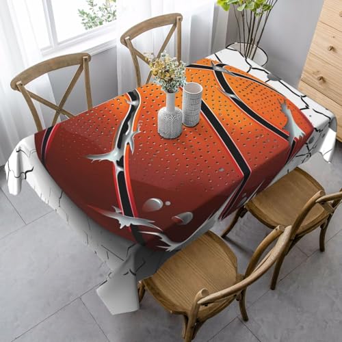Basketball-Tischdecke, rechteckig, 140 x 90 cm, Sportball-Tischdecke für Esstisch, knitterfreie Tischdecke für Zuhause, drinnen und draußen, Party-Dekoration von Generisch