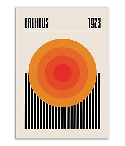Generisch Bauhaus Poster DIN A2 42x59,4cm Wandkunst Druck Abstrakt Minimalistisch Retro-Malerei Plakat (Orange) von Generisch