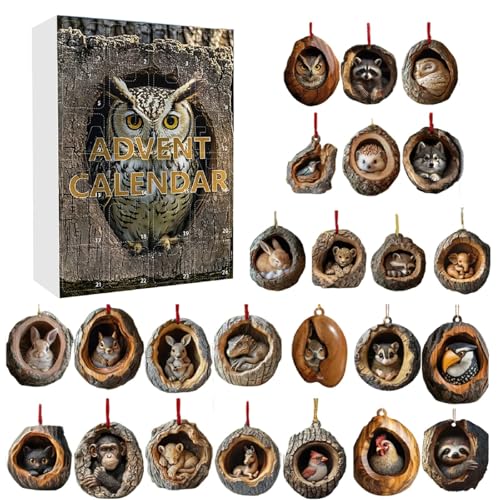 Baumloch Tier Adventskalender Baumloch Tier Adventskalender Baumloch Tier Adventskalender Regentimer (Khaki, Einheitsgröße) von Generisch