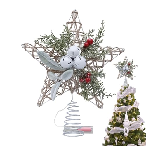 Baumspitze, funkelnde Weihnachtsdekoration – kreative Baumspitze mit Glocke für Urlaub, Display, Fenster, Tisch, Vitrine, Arbeitsplatz, Urlaub, Party von Generisch
